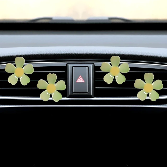 Main image of 4PCS Flower Car Air Vent Clips, Resin Rotating Auto AC Outlet Decoration, Aroma Diffuser Car Interior Accessories for Women (Green)