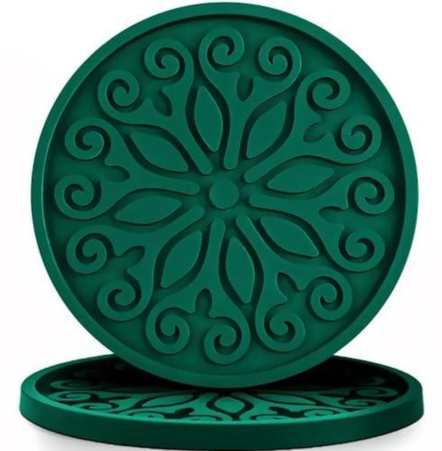 Alt view image 3 of 5 - Silicone Coasters for Drinks,Resistant Reusable Drink Coasters-Great Gift for Birthday, Housewarming,Room Decor,Holiday Party (2-Brown)