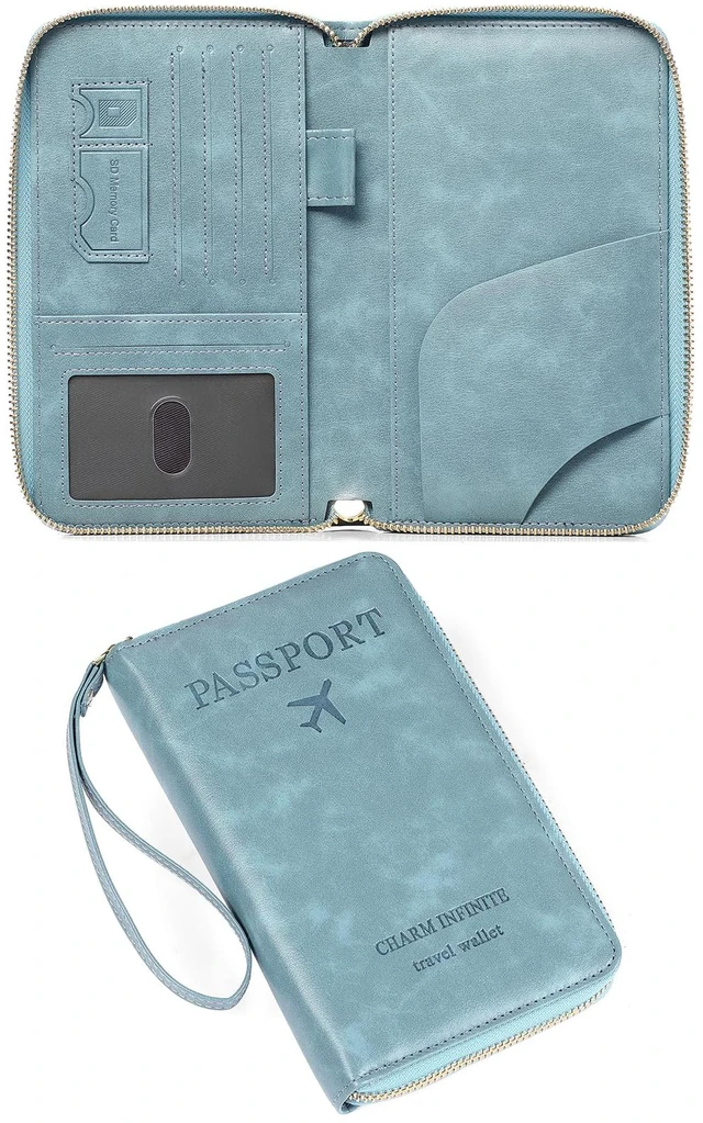 Main image of Leather RFID Blocking Passport Holder Travel Wallet, Passport Cover/Travel Wallet for Women/Men with