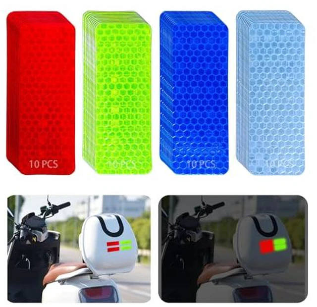Alt view image 2 of 6 - 40 PCS Reflective Stickers, High Visibility Reflective Tape, Waterproof Safety Reflective Tape for Car Trailer Truck Bike Motorcycle, 1.18 x 3.15 Inch