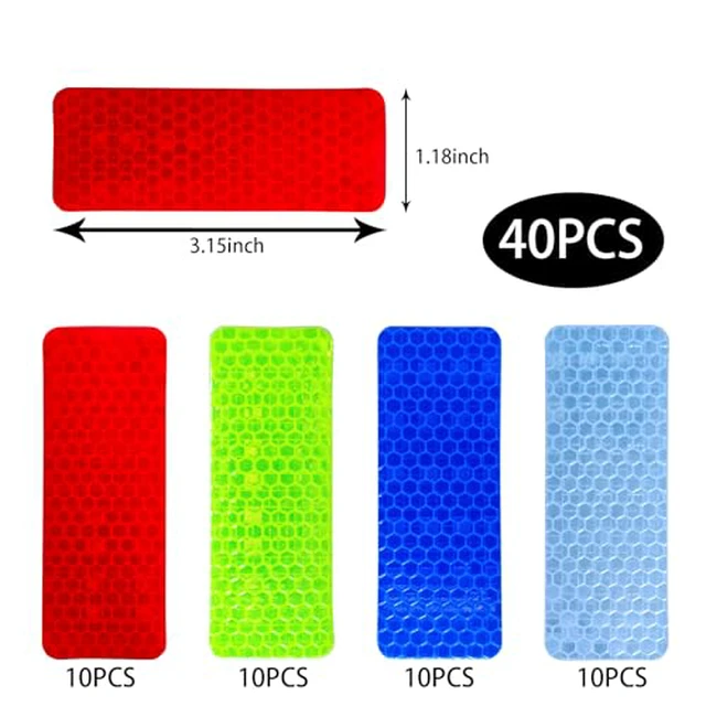 Alt view image 3 of 6 - 40 PCS Reflective Stickers, High Visibility Reflective Tape, Waterproof Safety Reflective Tape for Car Trailer Truck Bike Motorcycle, 1.18 x 3.15 Inch