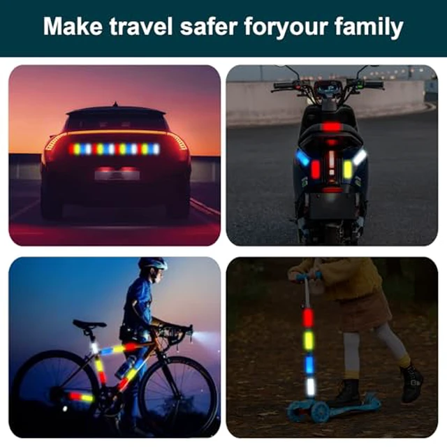 Alt view image 4 of 6 - 40 PCS Reflective Stickers, High Visibility Reflective Tape, Waterproof Safety Reflective Tape for Car Trailer Truck Bike Motorcycle, 1.18 x 3.15 Inch