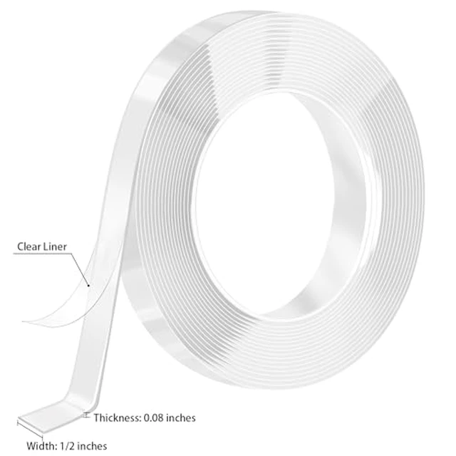 Alt view image 3 of 5 - Nano Strong Mounting Adhesive Tape Double Sided Tape Heavy Duty Removable Clear Two Sided Double Stick Wall Tape 1/2in*10ft