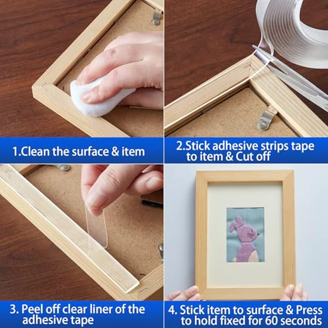Alt view image 5 of 5 - Nano Strong Mounting Adhesive Tape Double Sided Tape Heavy Duty Removable Clear Two Sided Double Stick Wall Tape 1/2in*10ft