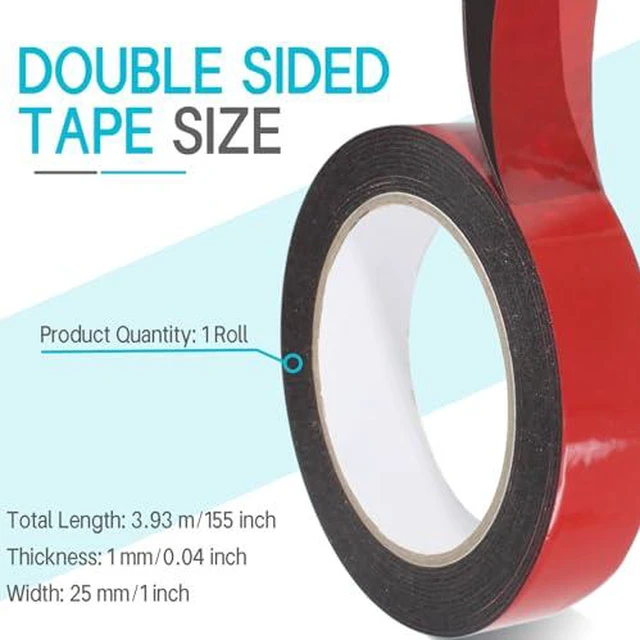 Alt view image 2 of 4 - 1 Roll Black Double Sided Heavy Duty Tape, 155x1 Inch Mounting