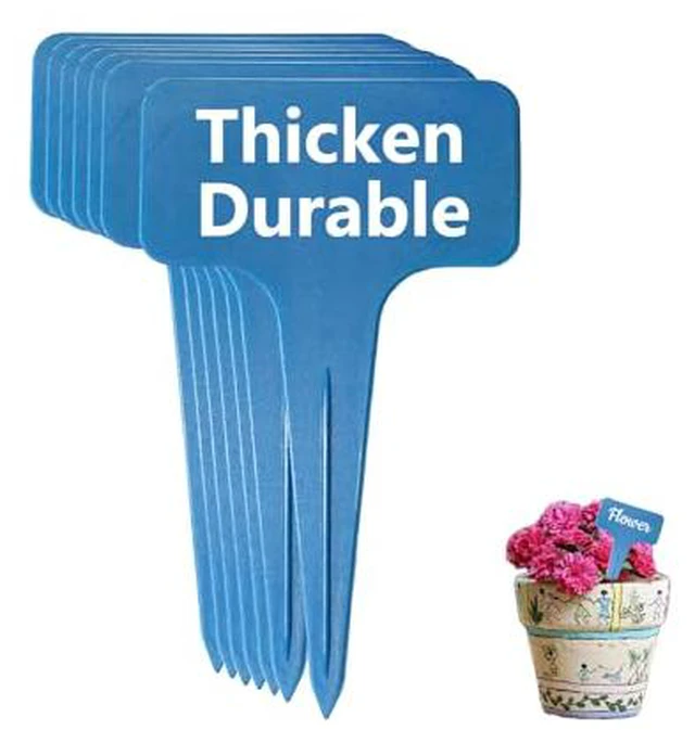 Alt view image 3 of 4 - 30 Pcs Waterproof Wihte Durable Plastic Plant Outdoor Garden Labels Nursery Markers T-Type Thick Tags Re-Usable for Vegetables Seedlings