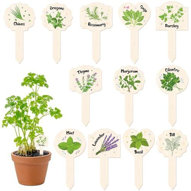 Alt view image 3 of 4 - 24 Pcs Acrylic Herb Garden Signs Plant Labels Wood Grain Waterproof Reusable Plant Stake Markers Plant Tags with Names for Garden Seedlings Nursery Indoor Outdoor Permanet Labels Markers