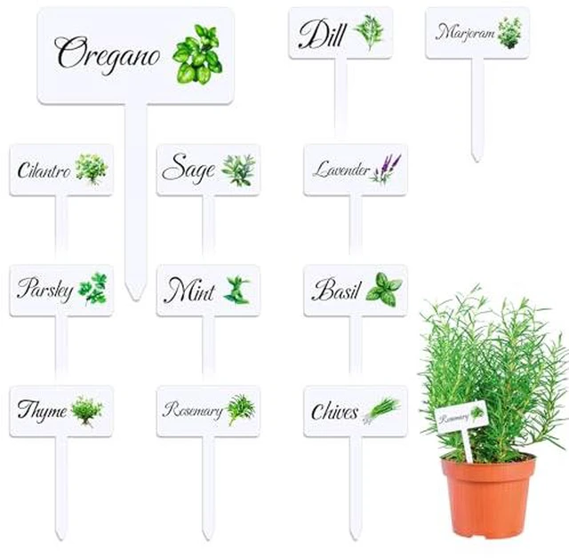 Alt view image 4 of 4 - 24 Pcs Acrylic Herb Garden Signs Plant Labels Wood Grain Waterproof Reusable Plant Stake Markers Plant Tags with Names for Garden Seedlings Nursery Indoor Outdoor Permanet Labels Markers