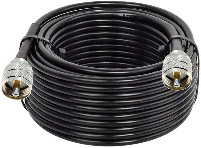 Main image of 10ft 50ft 100feet RG58 coax coaxial UHF PL-259 connector To UHF Male amateur ham CB radio antenna extension cable RF Wifi jumper