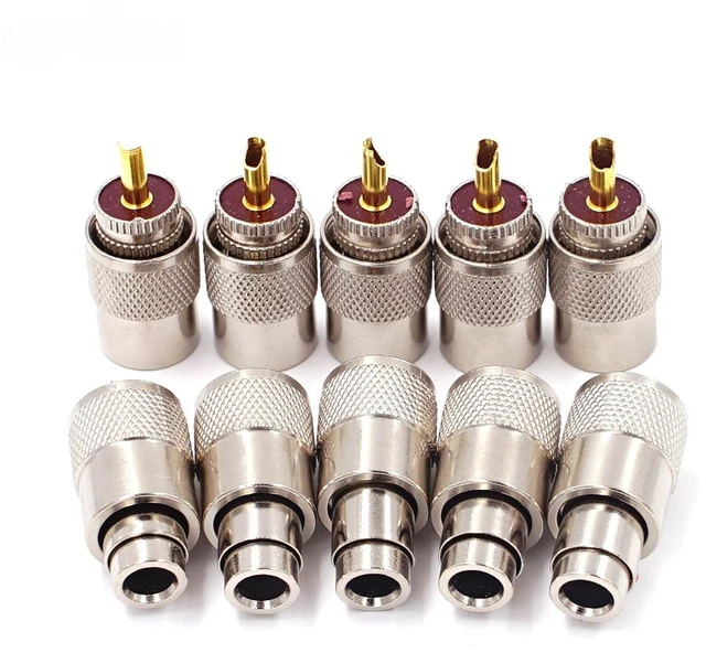 Main image of 10pcs/lot Screwed Coupling Connector PL259 UHF Male Plug With Reducer for RG58 RG8X Coaxial Cable +Tube UHF RG8X Connectors