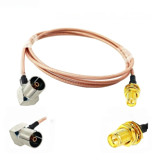 Main image of SMA Male Female to TV Right Angle 90 Degree IEC PAL DVB-T RF Coaxial Cable TV to SMA Flange Pigtail Jumper RG-316 Extend Cable
