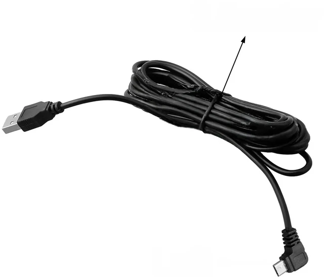 Main image of 3.5M Long USB Cable For Car DVR Camera GPS Dash Cam With 3 Port Options - Straight Left Right Curved Charging Cord 11.48ft Black
