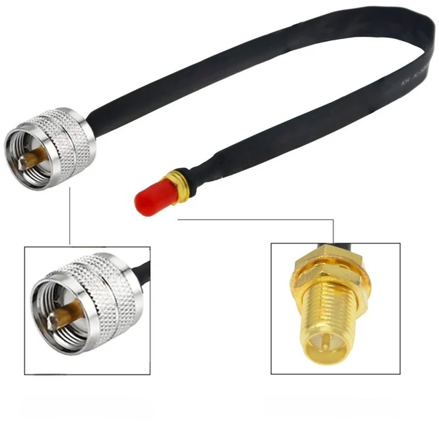 Main image of 1PCS Door/Window Pass Through Flat Coaxial Cable PL259 UHF Male to SMA Male 50Ohm RF Coaxial Pigtail Extension Cord