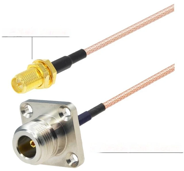 Main image of Rear Screw Nut N Female Bulkhead to RP-SMA Male RG316 Cable 50 ohm RF Coaxial Pigtail 4G LTE Extension Jumper Pigtail
