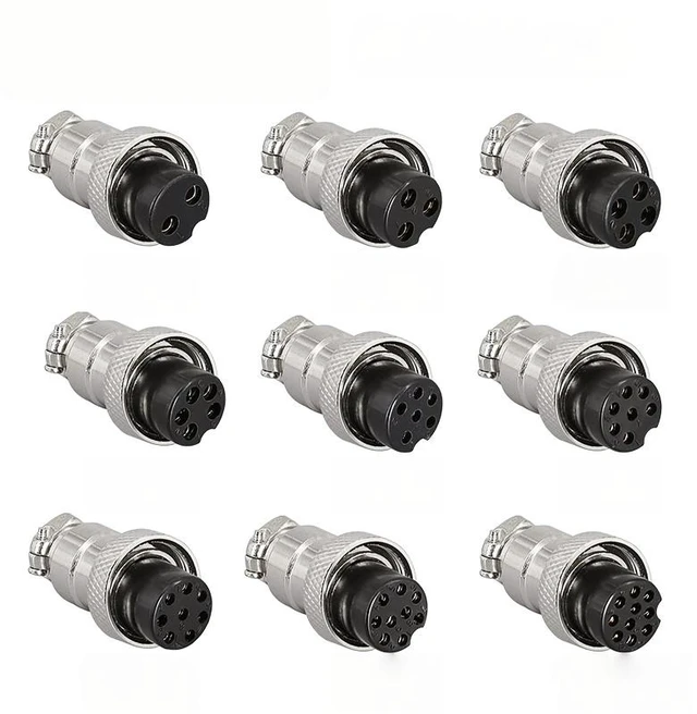 Main image of 5/20/100Set GX16 Gold Plated Male&Female Docking Aviation Plug Circular Connector 2 3 4 5 6 7 8 9 10Pin Electric Wire Connector