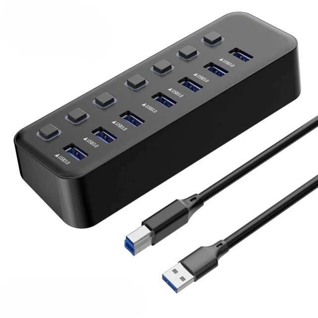 Main image of RGB USB 3.0 Hub 7 Ports Data Port Adapter 5Gbps High Speed Individual On/Off Switch Splitter USB Extension Docking Station
