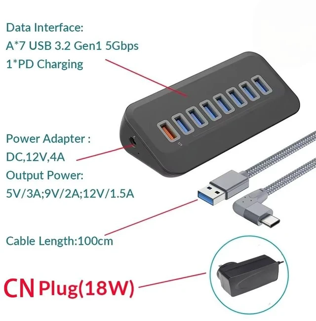 Main image of USB Splitter USB 3.2 Hub 5Gbps Type C Adapter Multi Ports USB 3.0 Docking Station Hub for Type-C Laptop Laptop PC Hub