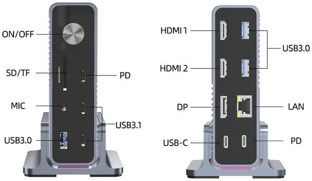 Main image of 15/12 in 1 Hub Type-C Docking Station 4K@60Hz Video Output DisplayPort USB A RJ45 SD TF Audio Port Adapter for Type-C Laptop Laptop