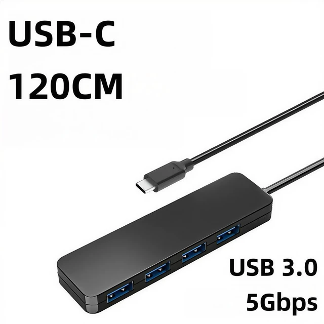 Main image of USB Hub High Speed 4 Port 5Gbps Powered 120 cm USB 3.0 Hub USB C with Power Supply Type C USB Splitter Adapter for Type-C Laptop PC