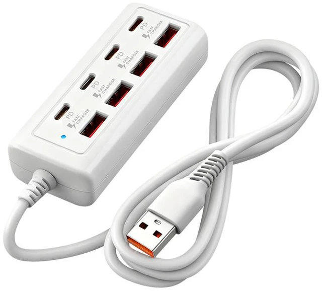 Main image of 6A6C USB Type-C HUB Power Outlet Adapter Docking Stations Multi Port Desktop HUB Phone Fast Charging