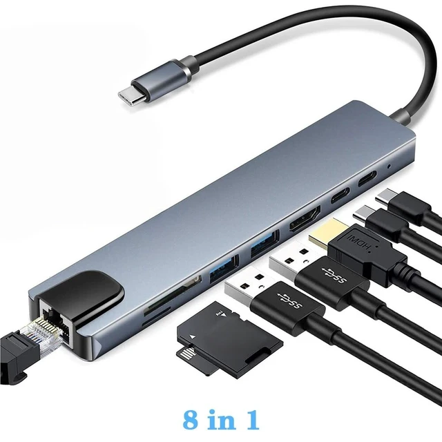 Main image of USB 3.0 Type C HUB USB C Docking Station to Video Output 4K 30HZ Type C to RJ45 100Mbps Ethernet Adapter VGA Extender Headphone PD 100W