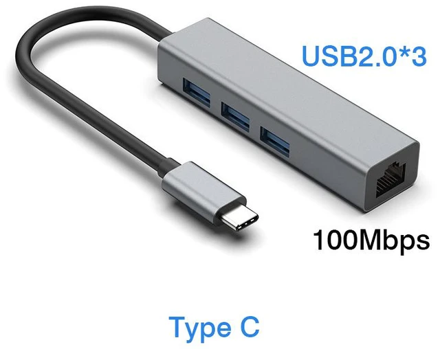 Main image of USB C HUB Type C Splitter USB Hub With USB3.0 1000Mbps RJ45 Ethernet Adapter 100Mbps USB2.0 Docking Station With Charge PD 100W