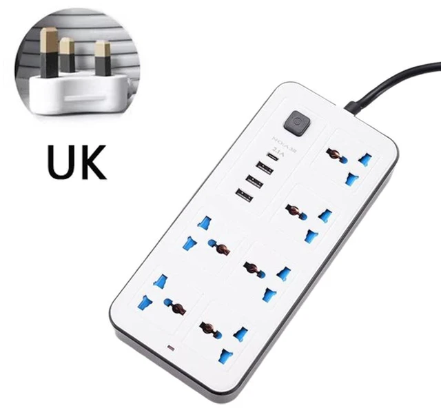 Main image of Power Multi Tap Universal Plug EU US UK Outlet Power Strip 1.8m Extension Cord Type C USB Port Charge AC Electrical Socket