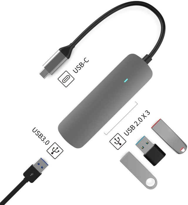 Main image of USB C Hub 4 in 1 USB HUB Splitter Ultra-Slim Expander computer for Mouse, Keyboard, Flash Drive U Disk usb Docking Stations
