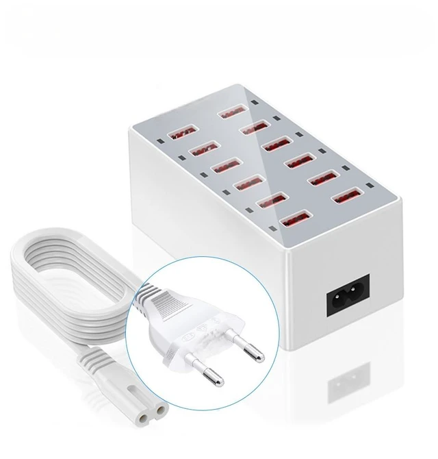 Main image of Multi USB Charger Station Dock 12 Ports Wall Desktop Power Adapter Base For Apple Type-C Phone Type-C Laptop EU US UK AU Plug