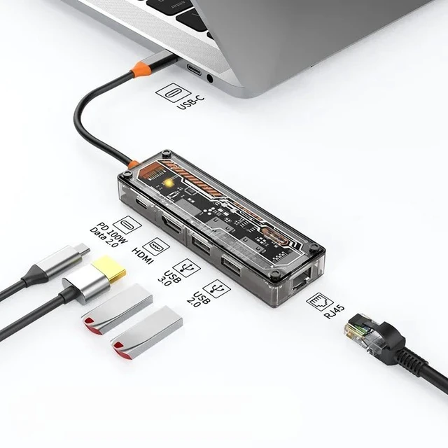 Main image of usb c hub Type-C to USB3.0 Video Output USB-C Data2.0 SD TF hub docking station for Type-C Laptop, Type-C Phone, Type-C Phone, Type-C Laptop