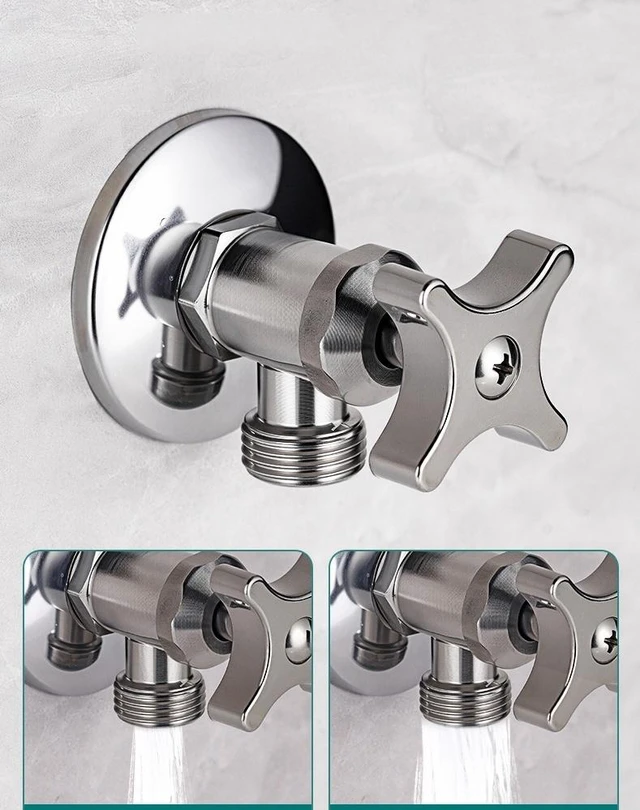 Main image of Generic for Stainless Steel Bathroom Quick Opening Triangle Valve Faucet Accessories Thickened Triangle Valve For Hot and Cold Water