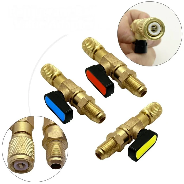 Main image of Generic for Air Conditioning Refrigerant Ball Valve Adapter 1/4" Male To 1/4" Female SAE Straight Ball Valve for HVAC AC Automotive tools