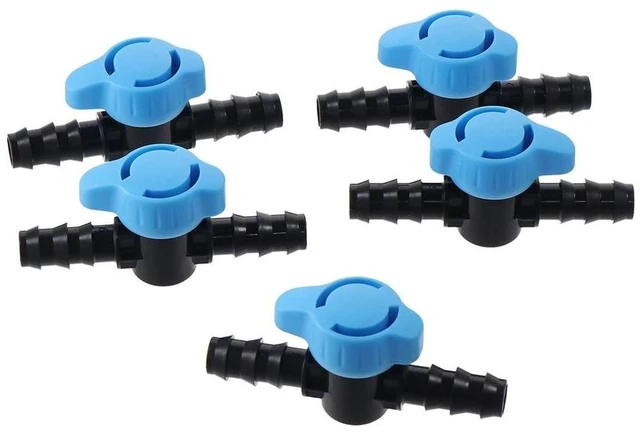 Main image of Generic for 5pcs Aquariums Plastic in-Line Ball Valve 16mm Black & Blue Water Valve Shut-Off Switch Water,Oil,Gas