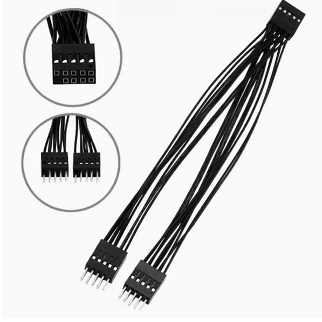 Main image of For 0.1m Computer motherboard USB 2.0 extension cable 9-pin 1 female 2 male Y-shaped splitter 2.54 spacing