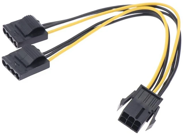 Main image of For 1pcs 6pin Female Graphics Card GPU To IDE Dual 2 X 4pin Female To Power Supply Cable PCIe PCI-e 6 Pin Male To 4pin Female