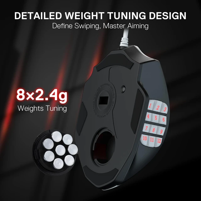 Alt view image 5 of 7 - M908 Wired RGB MMO Gaming Mouse 24000 DPI Remapping Keys | Stable Lag-Free Connection, Redefine Keybinding Macro, Vibing Backlight, Ergonomic Grip Body Comfort