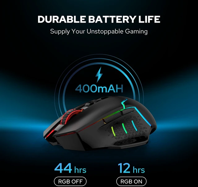 Alt view image 4 of 7 - M690 MAX Wireless RGB Gaming Mouse 12800 DPI Remapping Keys | Cable-Free 0 Delay, Redefine Keybinding Macro, Vibing Backlight, Ergonomic Grip Body Comfort