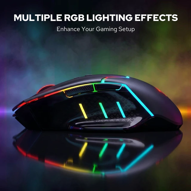 Alt view image 5 of 7 - M690 MAX Wireless RGB Gaming Mouse 12800 DPI Remapping Keys | Cable-Free 0 Delay, Redefine Keybinding Macro, Vibing Backlight, Ergonomic Grip Body Comfort