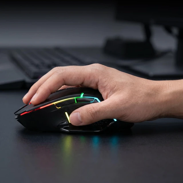Alt view image 7 of 7 - M690 MAX Wireless RGB Gaming Mouse 12800 DPI Remapping Keys | Cable-Free 0 Delay, Redefine Keybinding Macro, Vibing Backlight, Ergonomic Grip Body Comfort