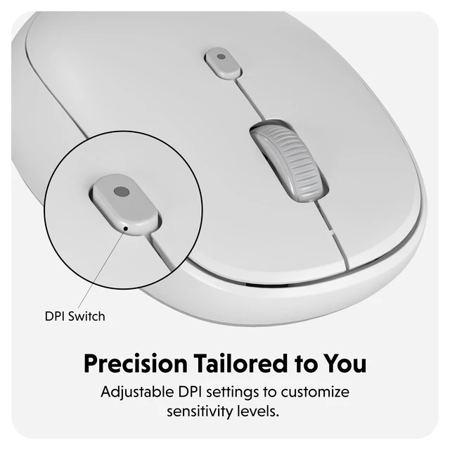 Alt view image 5 of 7 - Hyperspace Wireless Mouse Bluetooth 5.0 Ergonomic Wireless Mouse w/Adjustable Sensitivity, Fast Switching, Compatible w/MacOS, Windows, Chrome OS Pair Up to 3 Devices