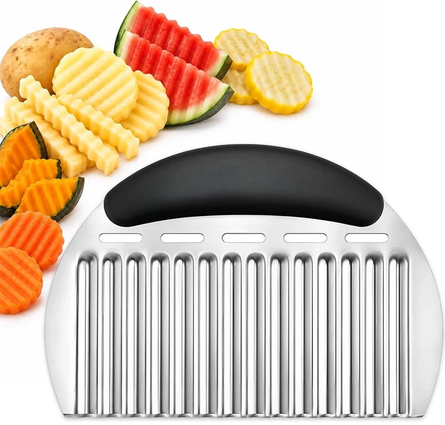 Main image of Large Crinkle Cutter, Upgraded Stainless Steel Wavy Vegetable Slicer | Handheld Potato & Carrot Cutter for Crinkle Fries, Wavy Chips, Garnishes and Meal Prep, Ergonomic Handle