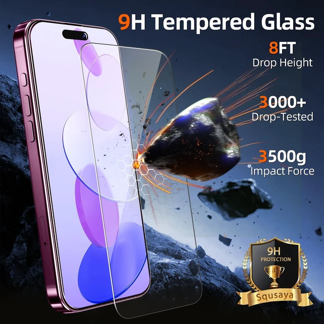 Alt view image 3 of 7 - 2 Pack for iPhone 18 Pro Max Screen Protector Tempered Glass | Ultra Resistant, 9H+Hardness, Scratch Resistant, No Bubbles, Case Friendly, HD Clear