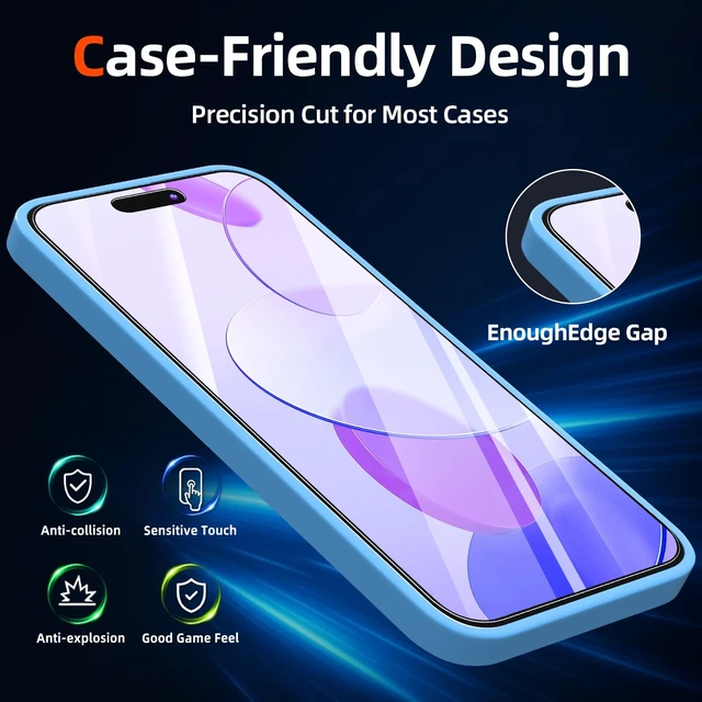 Alt view image 6 of 7 - 2 Pack for iPhone 18 Pro Max Screen Protector Tempered Glass | Ultra Resistant, 9H+Hardness, Scratch Resistant, No Bubbles, Case Friendly, HD Clear