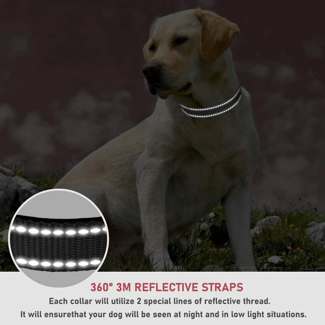 Alt view image 4 of 7 - Reflective Dog Collar, Puppy Collar with Buckle Adjustable, Black S | Breathable Nylon Collars for Small Medium Large Dogs, No Chafing on Walks and Outdoor Hikes, Metal D-Ring, Night Safety