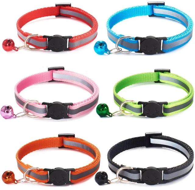 Main image of 6 Pack Reflective Cat Collar with Bell, Breakaway and Safe Collars for Cats, Nylon, Pet Collar Mixed Colors Adjustable19-32cm