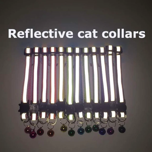 Alt view image 5 of 5 - 6 Pack Reflective Cat Collar with Bell, Breakaway and Safe Collars for Cats, Nylon, Pet Collar Mixed Colors Adjustable19-32cm