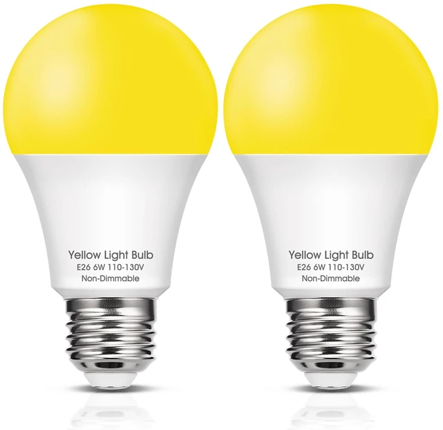 Main image of Bug Light Bulbs Outdoor, 40W Equivalent Amber Yellow A19 LED Bug Lights | 6W LED 500LM 2000K Yellow Lamp for Porch Lights, Patio, Backyard, Hallway Night Bulb, Non-Attracting, Not-Dimmable, 2 Pack