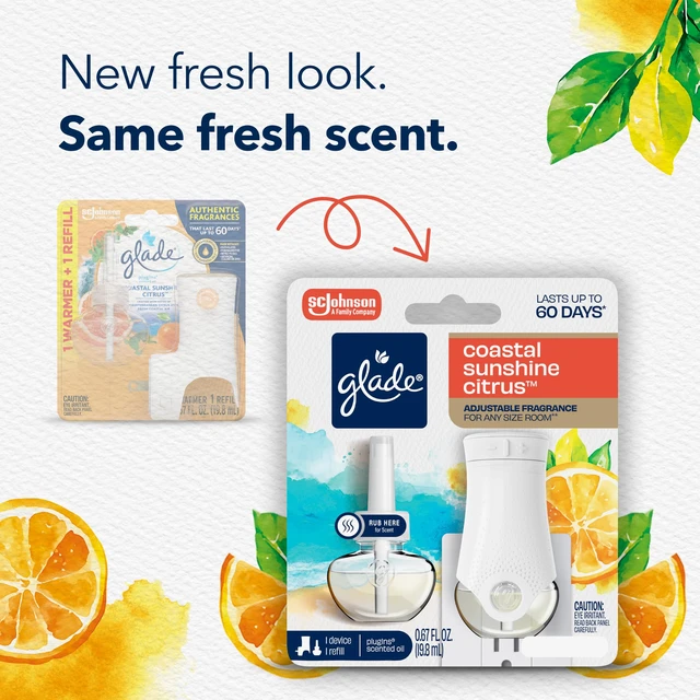 Alt view image 2 of 7 - PlugIns Scented Oil Warmer + Refill, Glade Plug in Air Freshener, Coastal Sunshine Citrus, 0.67 oz