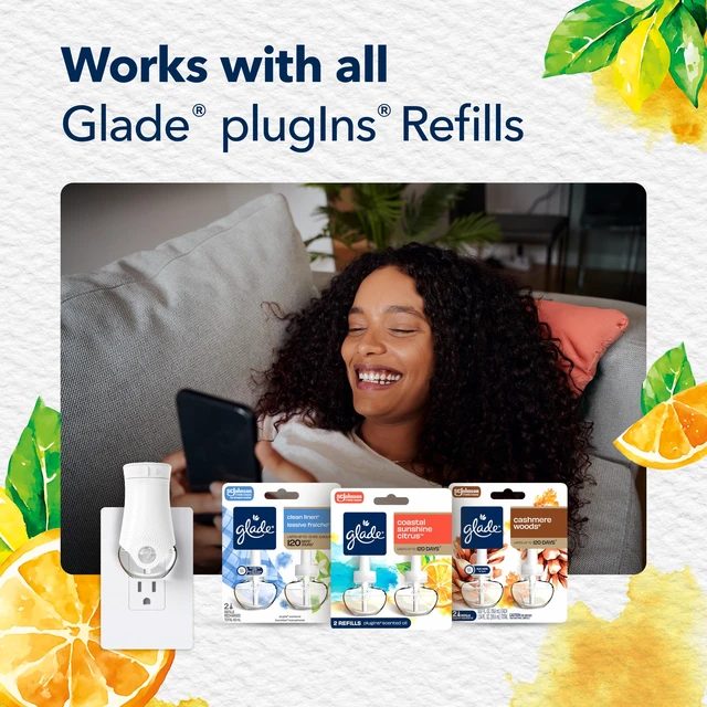 Alt view image 7 of 7 - PlugIns Scented Oil Warmer + Refill, Glade Plug in Air Freshener, Coastal Sunshine Citrus, 0.67 oz