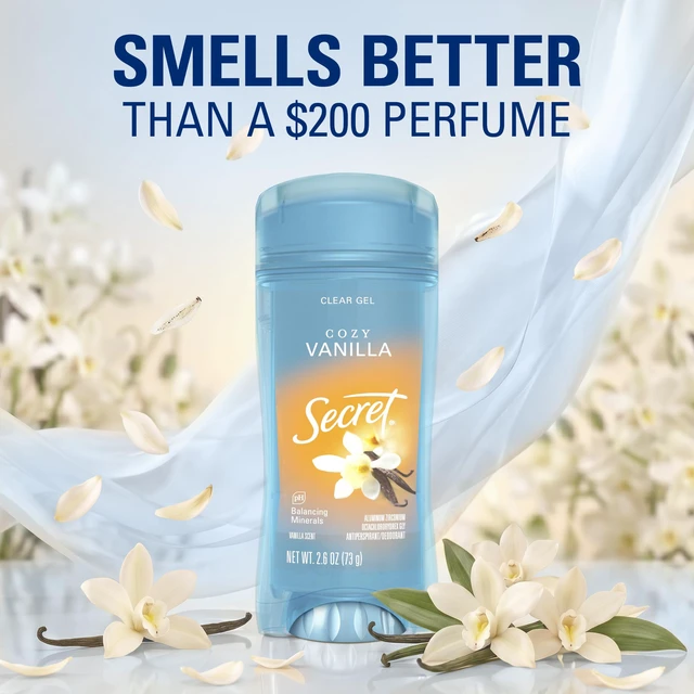 Alt view image 5 of 7 - Antiperspirant Deodorant for Women, Cozy Vanilla Scent, 2.6 oz | 72HR Sweat & Odor Protection | Clear Gel Formula | pH Balanced & Pro-Hyaluronic Acid | Gentle on Skin | Instant Freshness